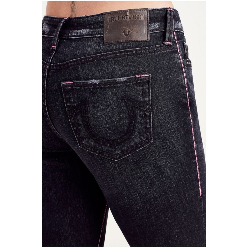 True Religion Women's Super T Halle Skinny Stretch Jeans in Black Moonstone